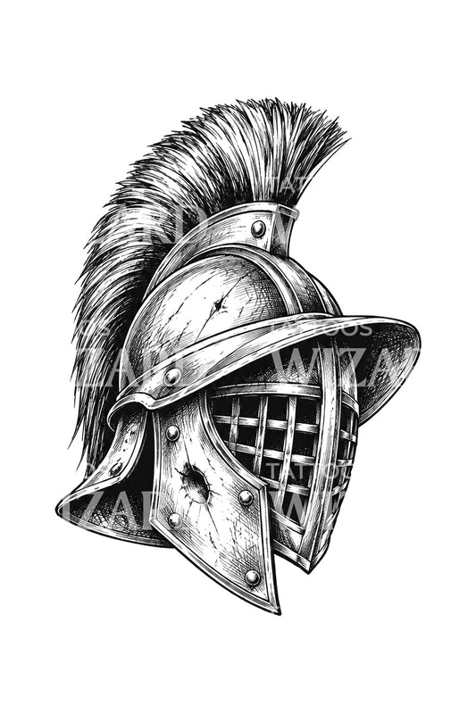 Gladiator Helmet Sketch Tattoo Design