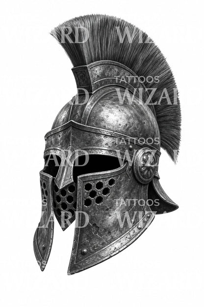 Diseño de tatuaje de casco de gladiador