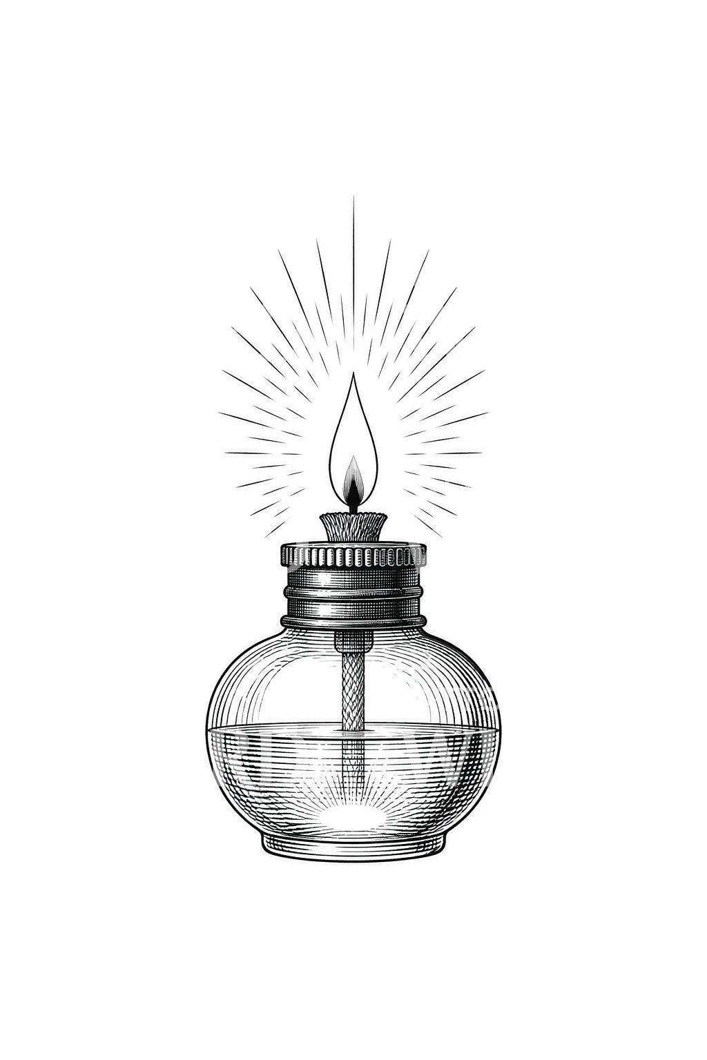 Glas-Spirituslampe mit stetiger Flamme, Tattoo-Design