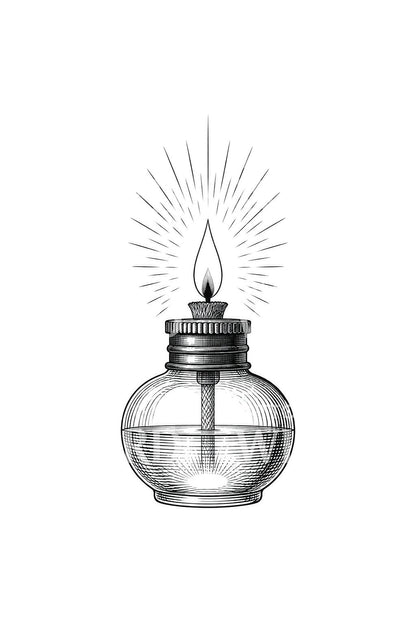 Glas-Spirituslampe mit stetiger Flamme, Tattoo-Design