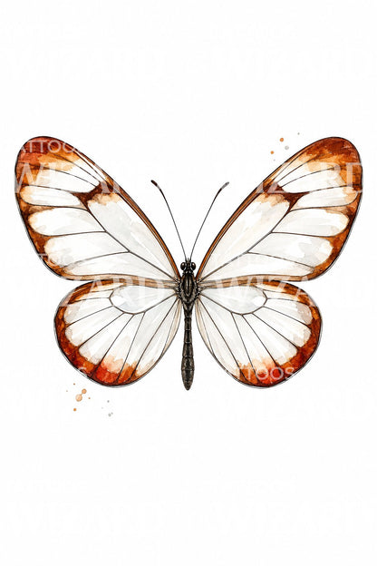 Tatueringsdesign med glassvingefjäril