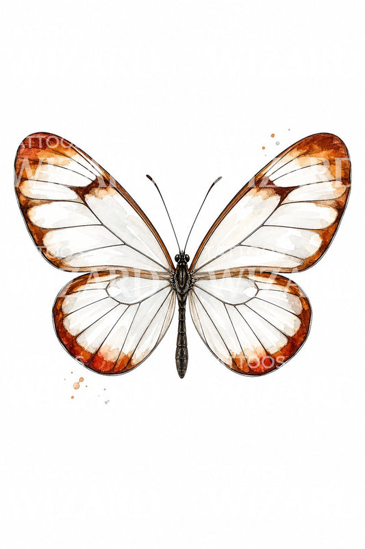 Tatueringsdesign med glassvingefjäril