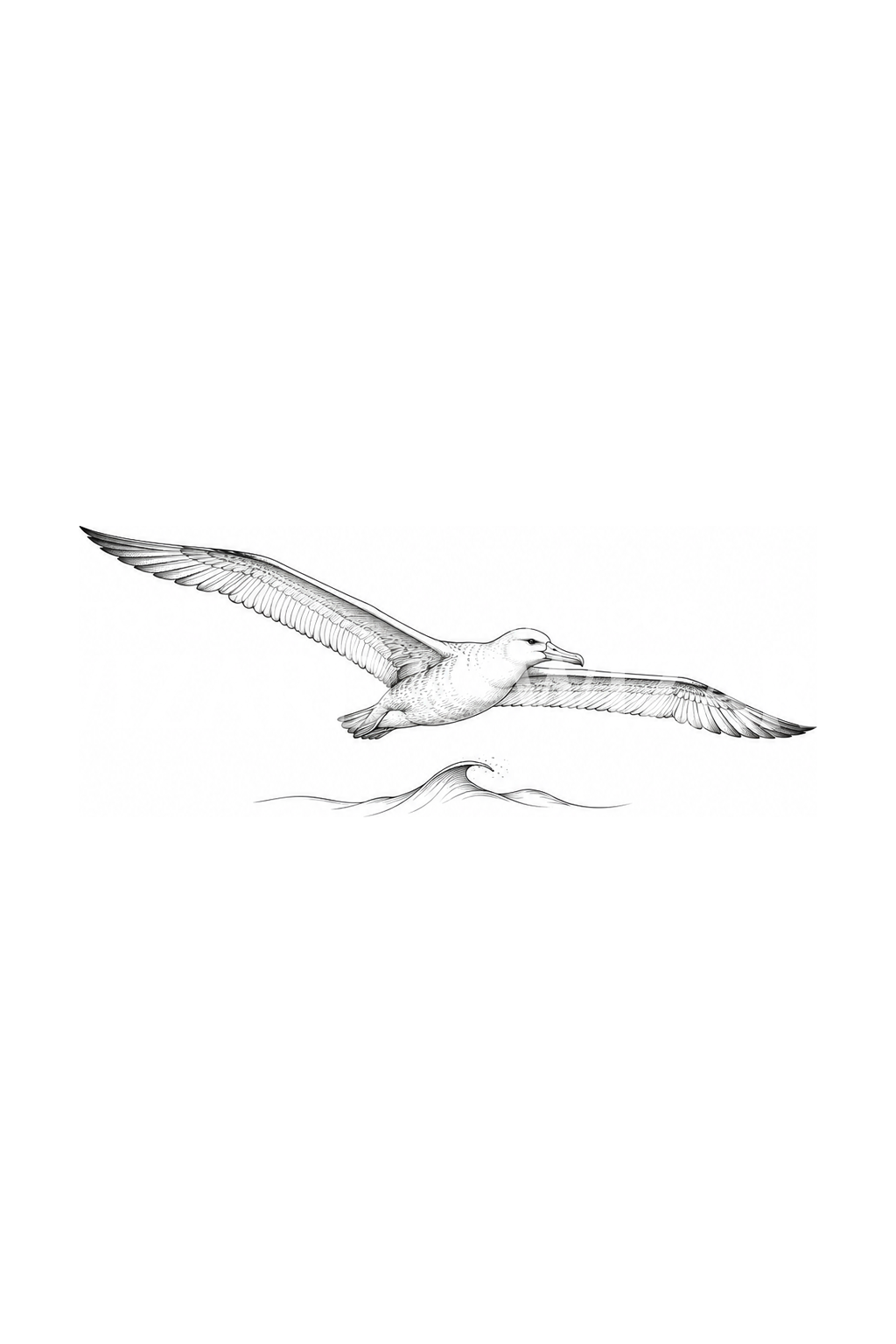 Finlinetatuering med en svävande albatross