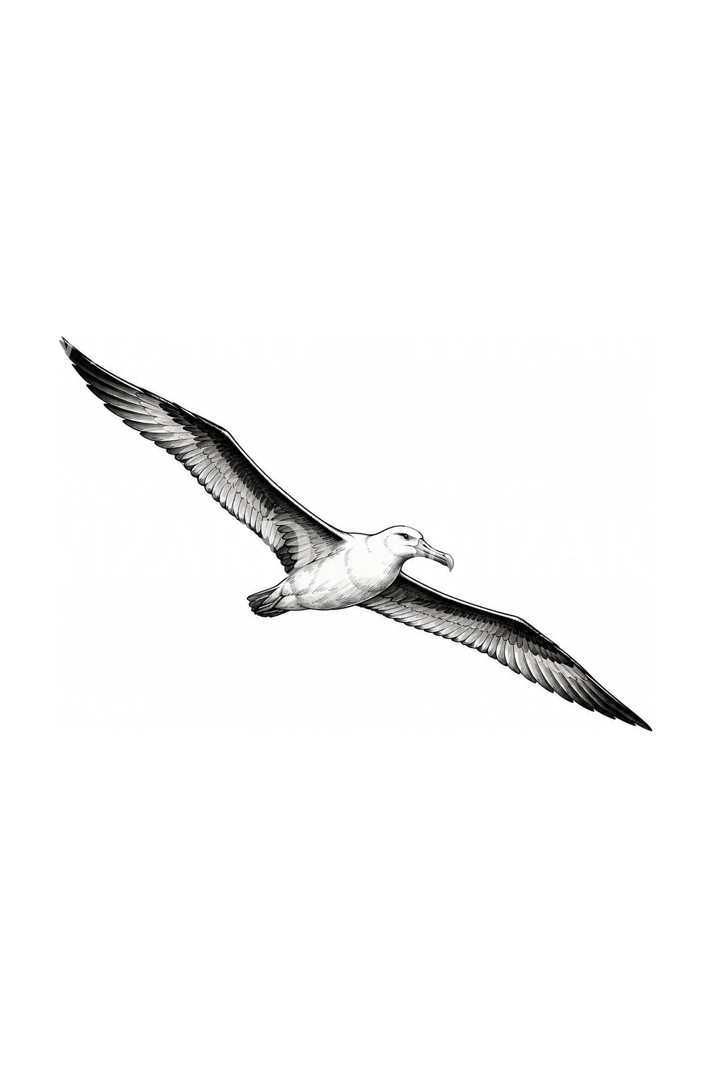 Gliding Albatross Pencil Sketch Tattoo Design