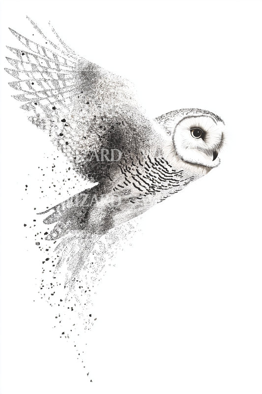 Gliding Barn Owl Tattoo Design