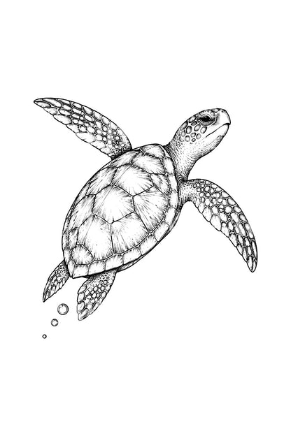 Gliding Sea Turtle Shell Pattern Tattoo Idea