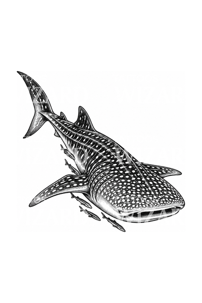 Tatouage esquissé d'un requin-baleine en mouvement