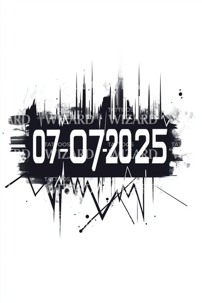 Glitch Date July 7 Tattoo Design