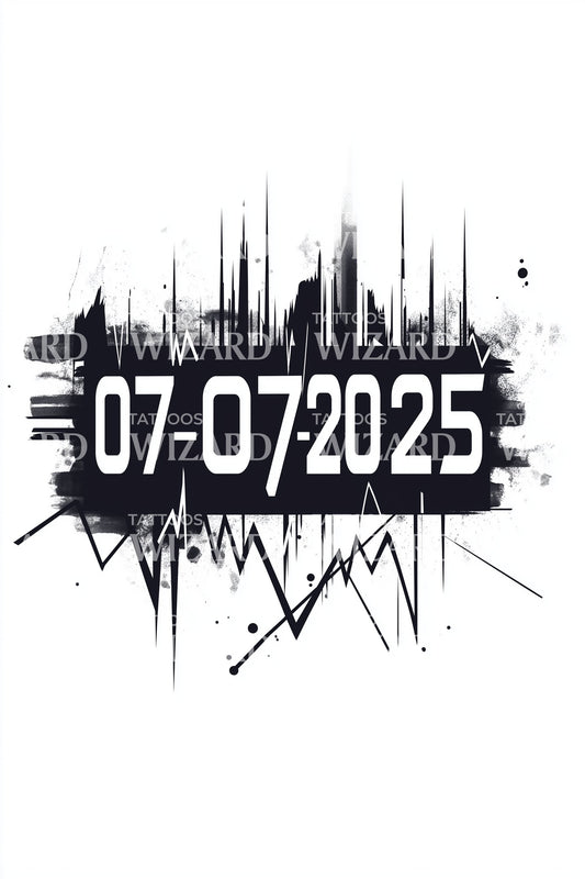 Glitch Date July 7 Tattoo Design