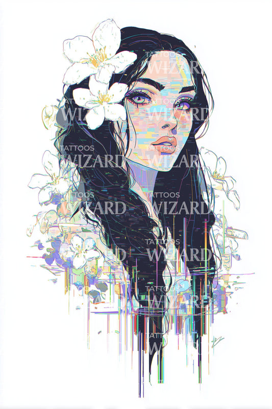 Design Tatuaggio Musa Plumeria Glitch