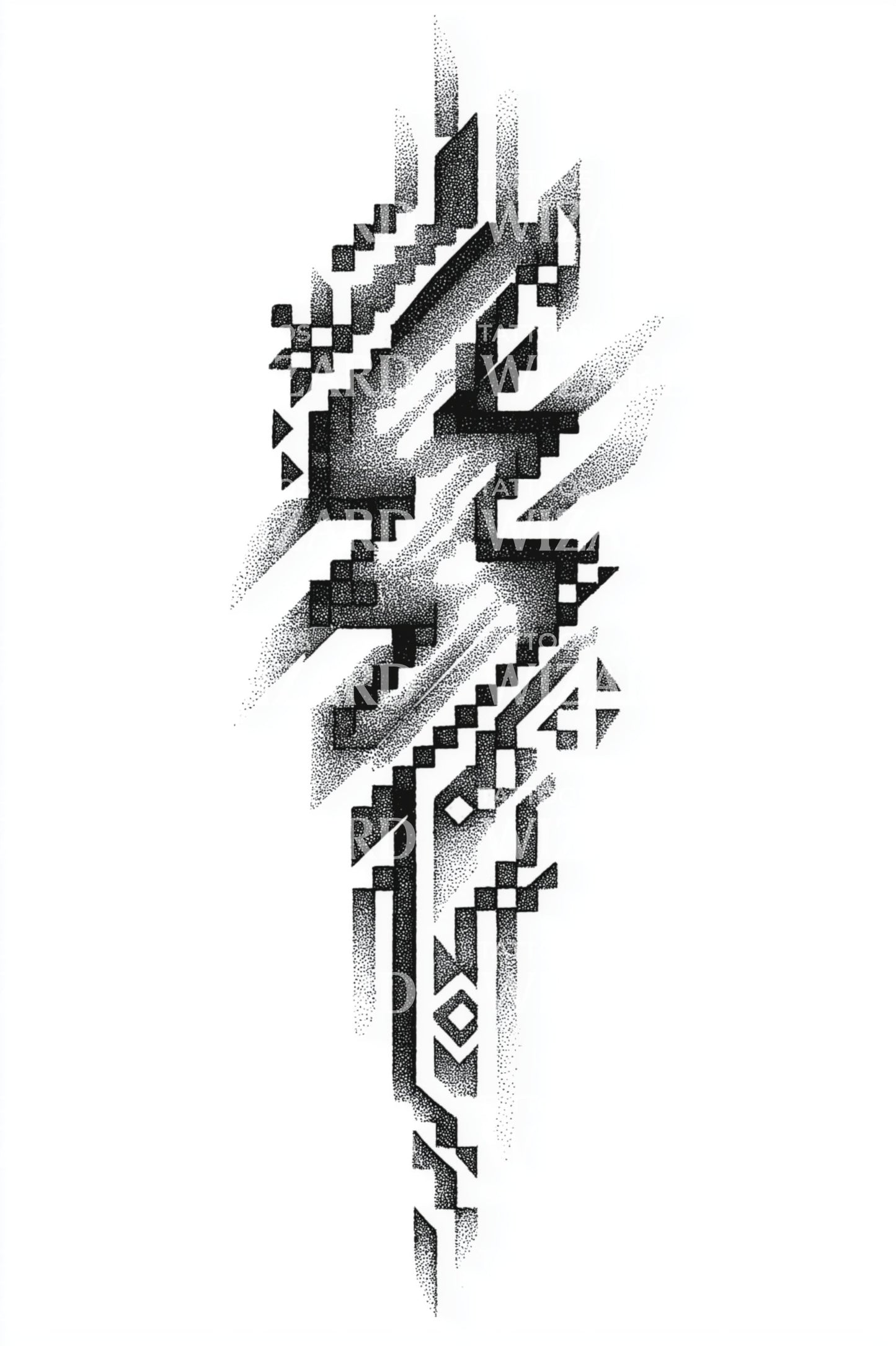 Glitched Thunder Glyph Tattoo Design
