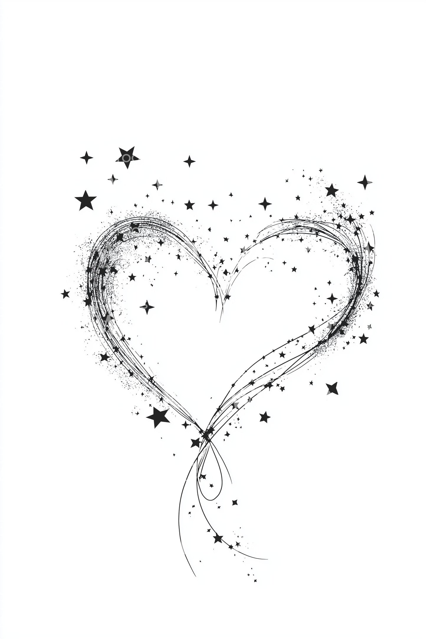Glittering Heart Sketch Tattoo Design