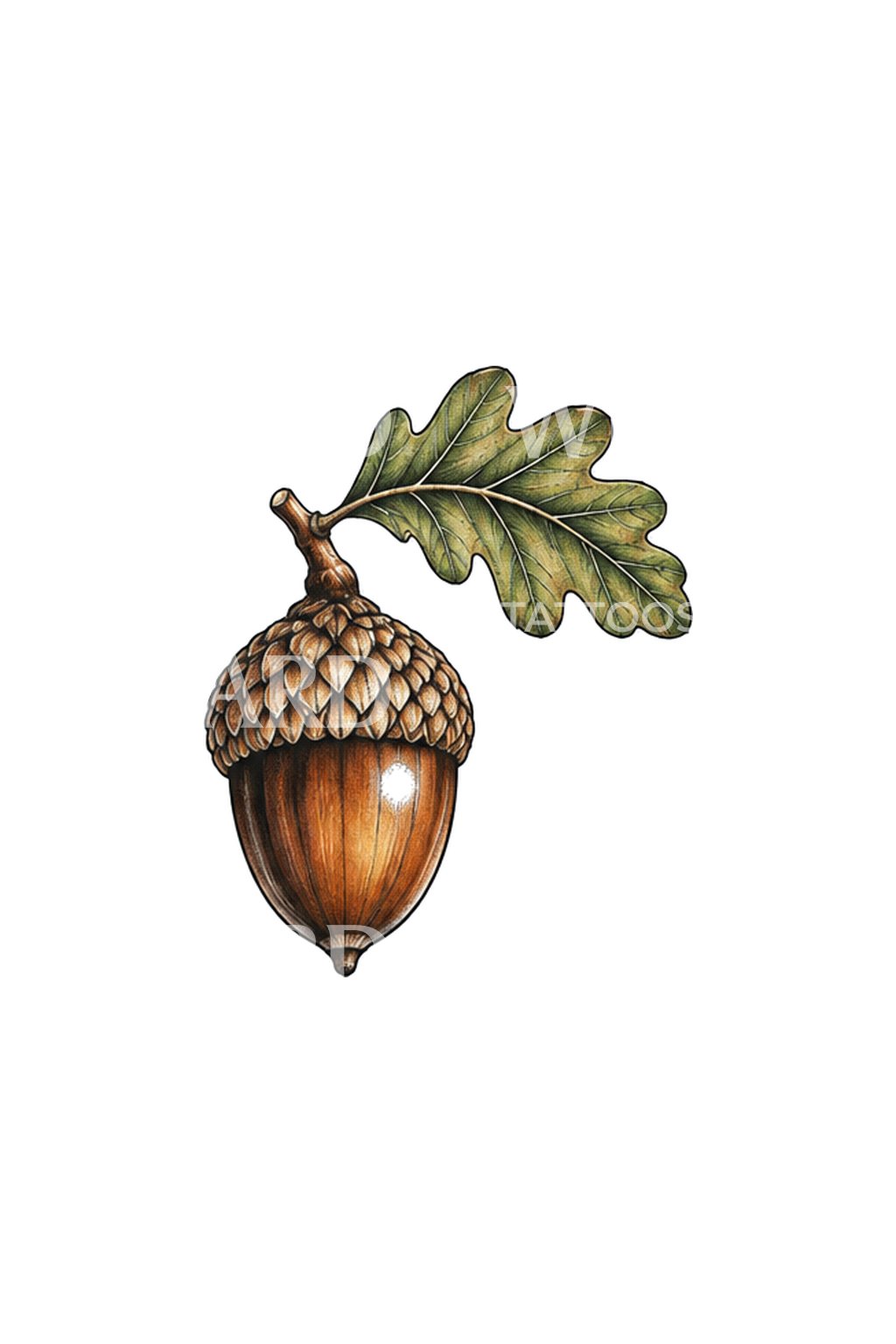 Glossy Capped Acorn Micro Realism Tattoo Idea