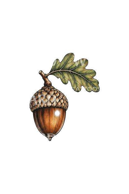 Glossy Capped Acorn Micro Realism Tattoo Idea