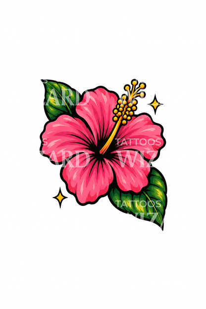 Kiiltävä stanssattu hibiskus flash-tatuointikuvitus