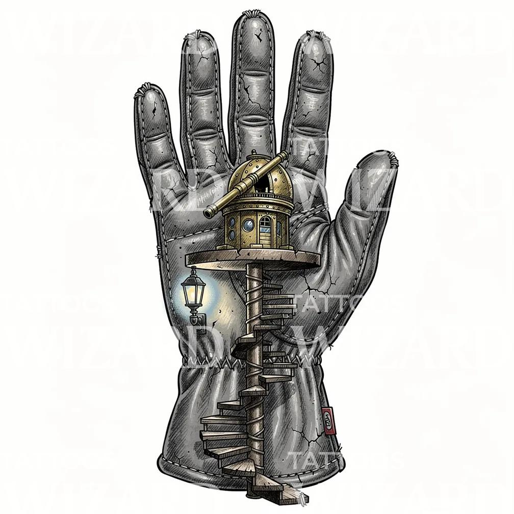 Gloved Observatory Staircase Tattoo Design