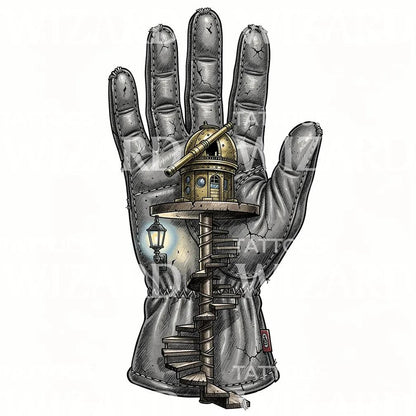 Gloved Observatory Staircase Tattoo Design