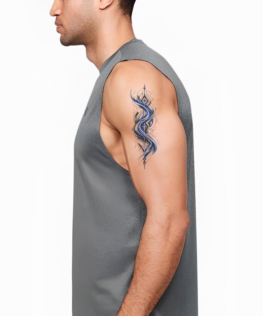 Abstract Glow Wave Tattoo Design
