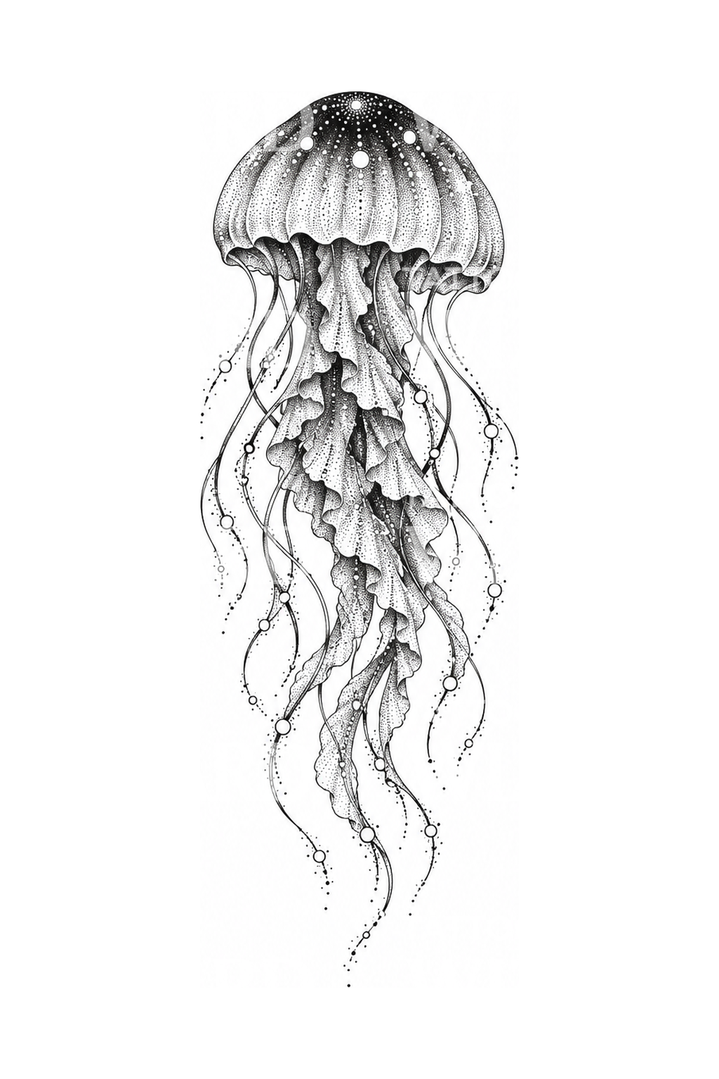 Glowing Jellyfish Stipple Tattoo Illustration