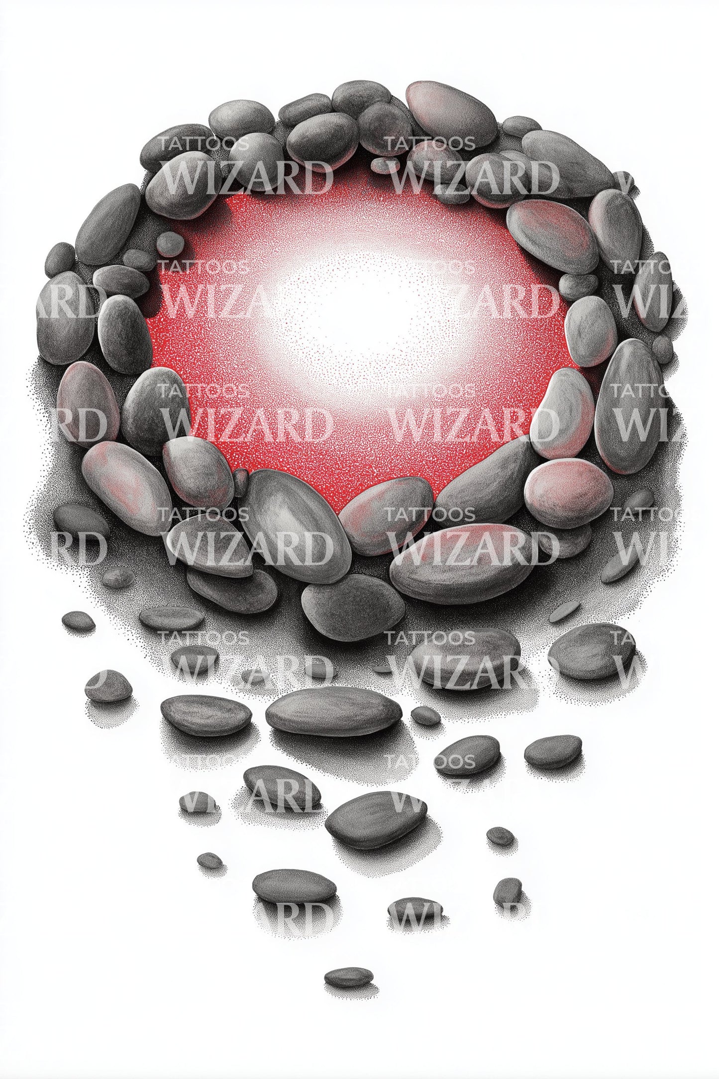 Glowing Stone Basin Tattoo Illustration