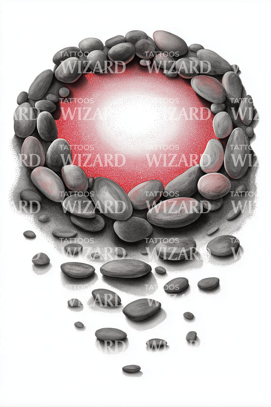 Glowing Stone Basin Tattoo Illustration