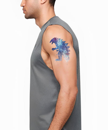 Dessin de tatouage Godzilla à l'aquarelle