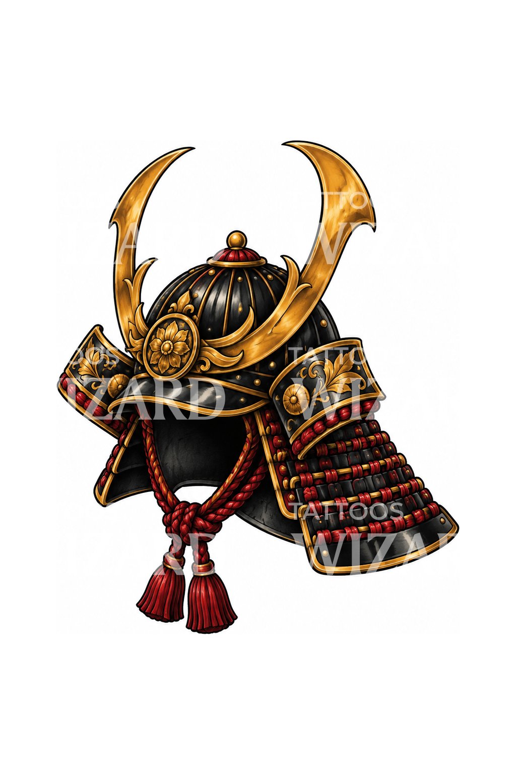 Goldenes Samurai-Kabuto mit Hörnern