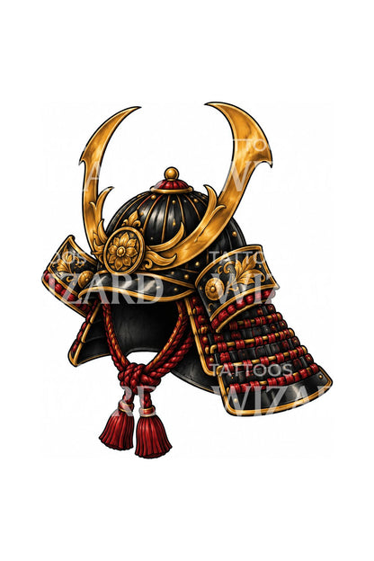 Goldenes Samurai-Kabuto mit Hörnern