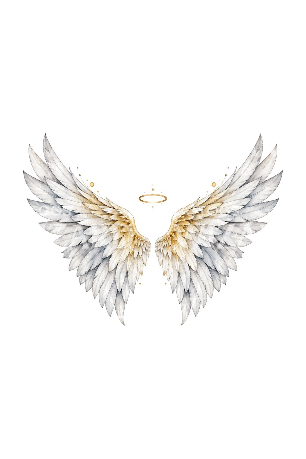 Von Gold geküsstes Engelsflügel-Tattoo-Design