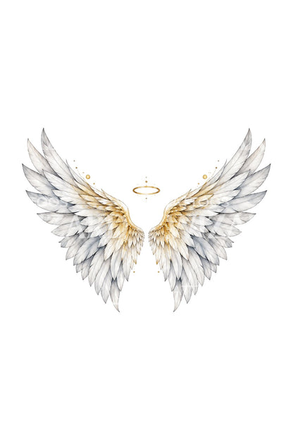 Von Gold geküsstes Engelsflügel-Tattoo-Design
