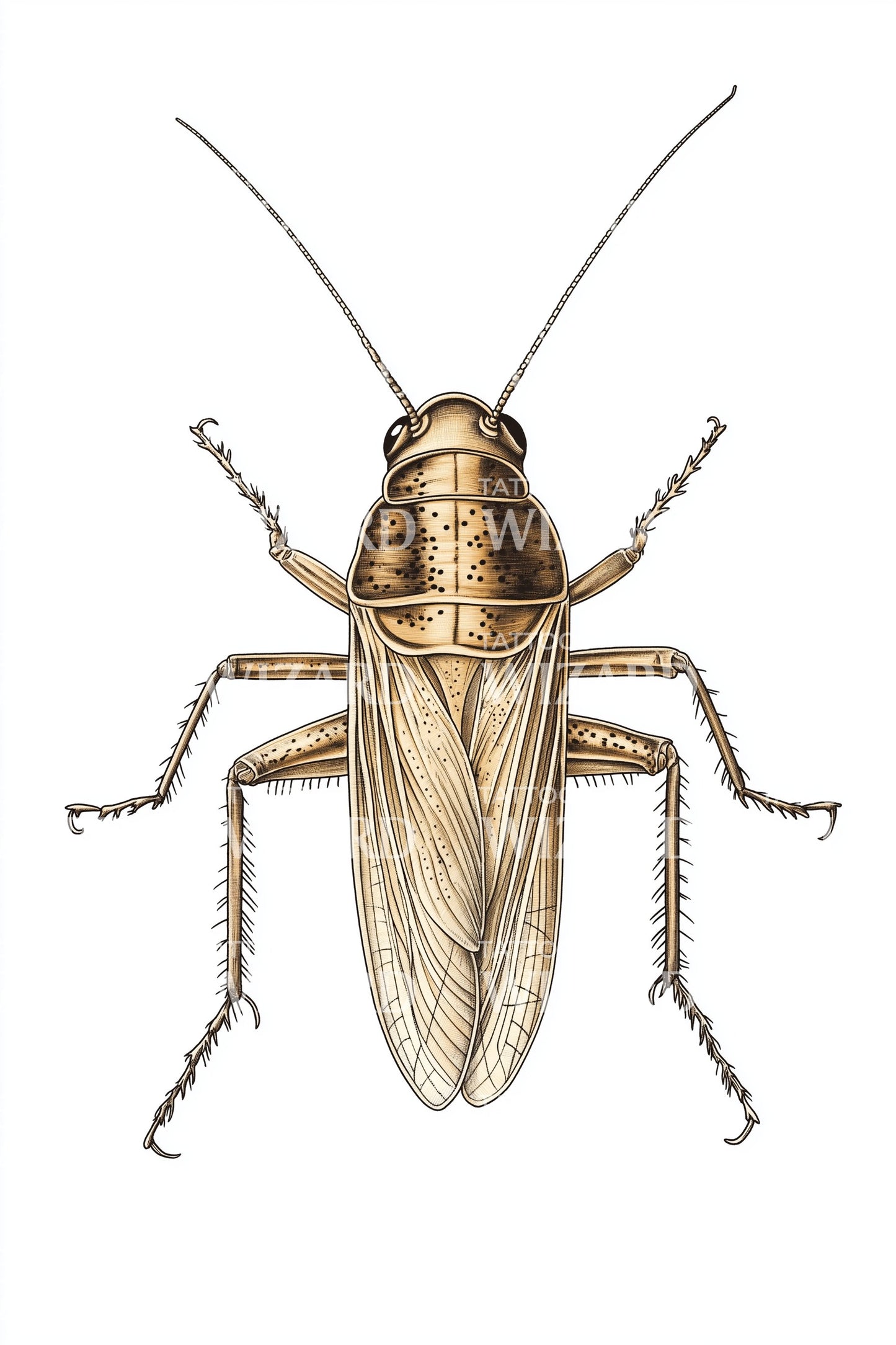 Golden Cockroach Detail Tattoo Design