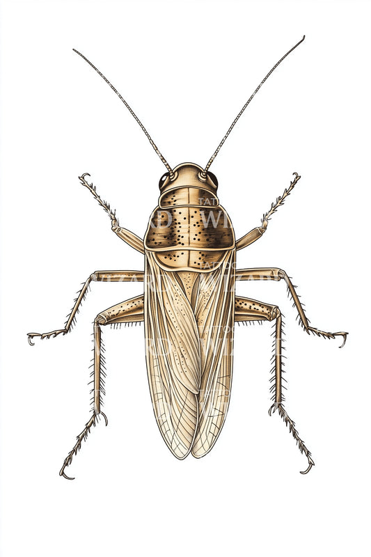 Golden Cockroach Detail Tattoo Design