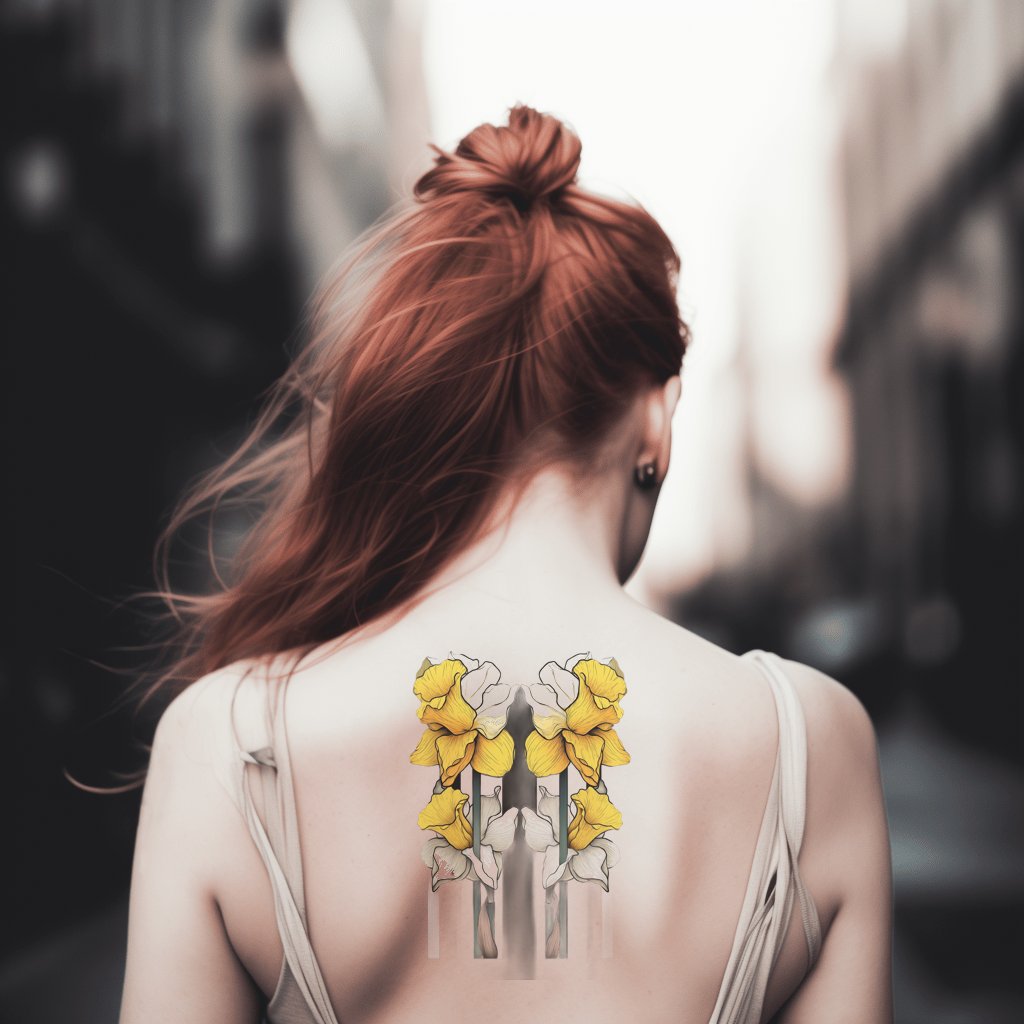 Golden Daffodil Columns Tattoo Design