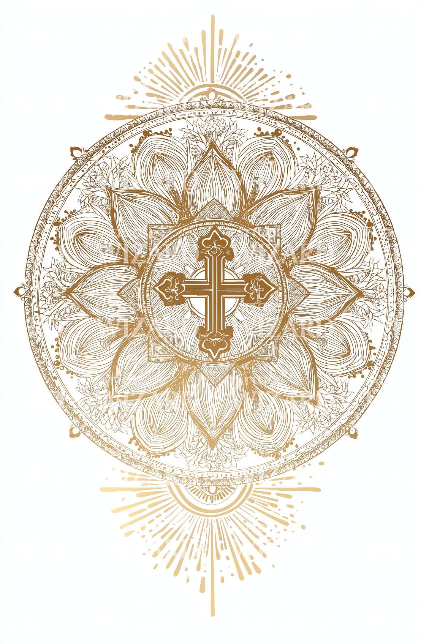 Golden Compass Mandala Tattoo Design