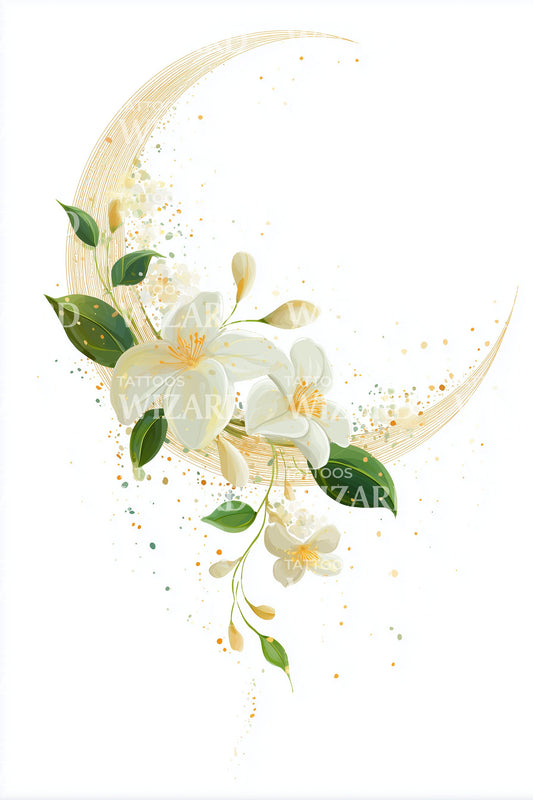 Golden Crescent Magnolia Tattoo Design