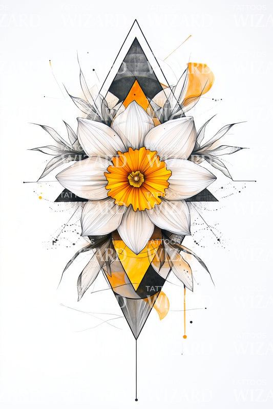 Golden Daffodil Prism Tattoo Design
