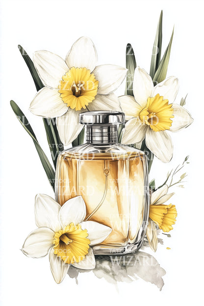 Goldene Essenz Narzisse Tattoo Illustration