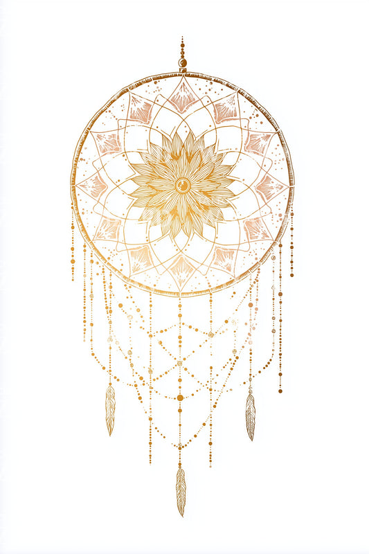 Golden Feather Dreamcatcher Tattoo Design