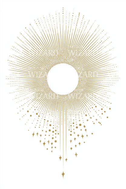 Golden Halo Burst Tattoo Design