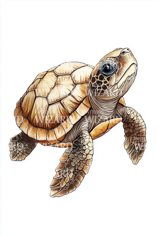 Golden Hatchling Turtle Tattoo Design