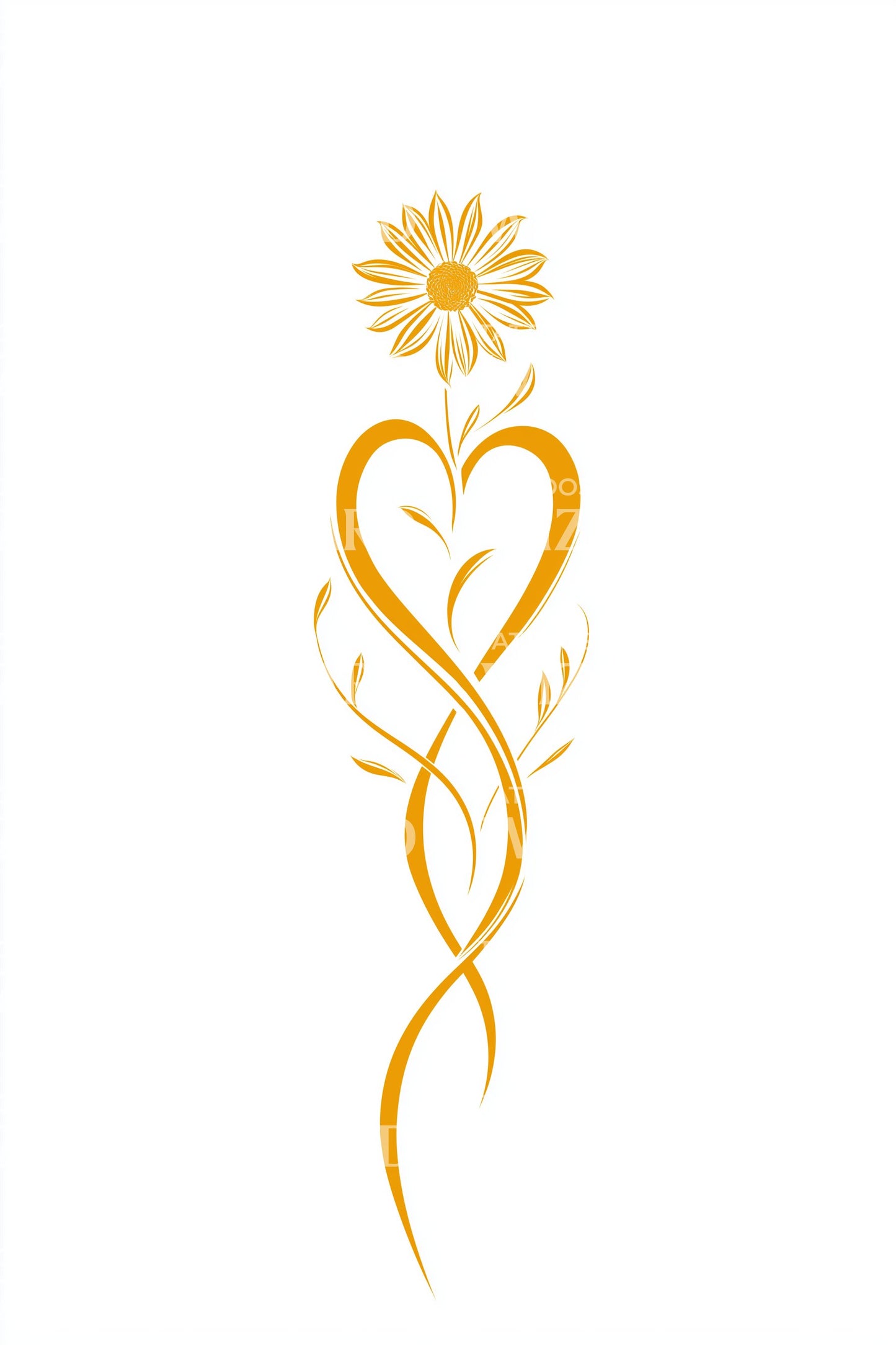 Gyllene Hjärtas Blomma Tatuering Design