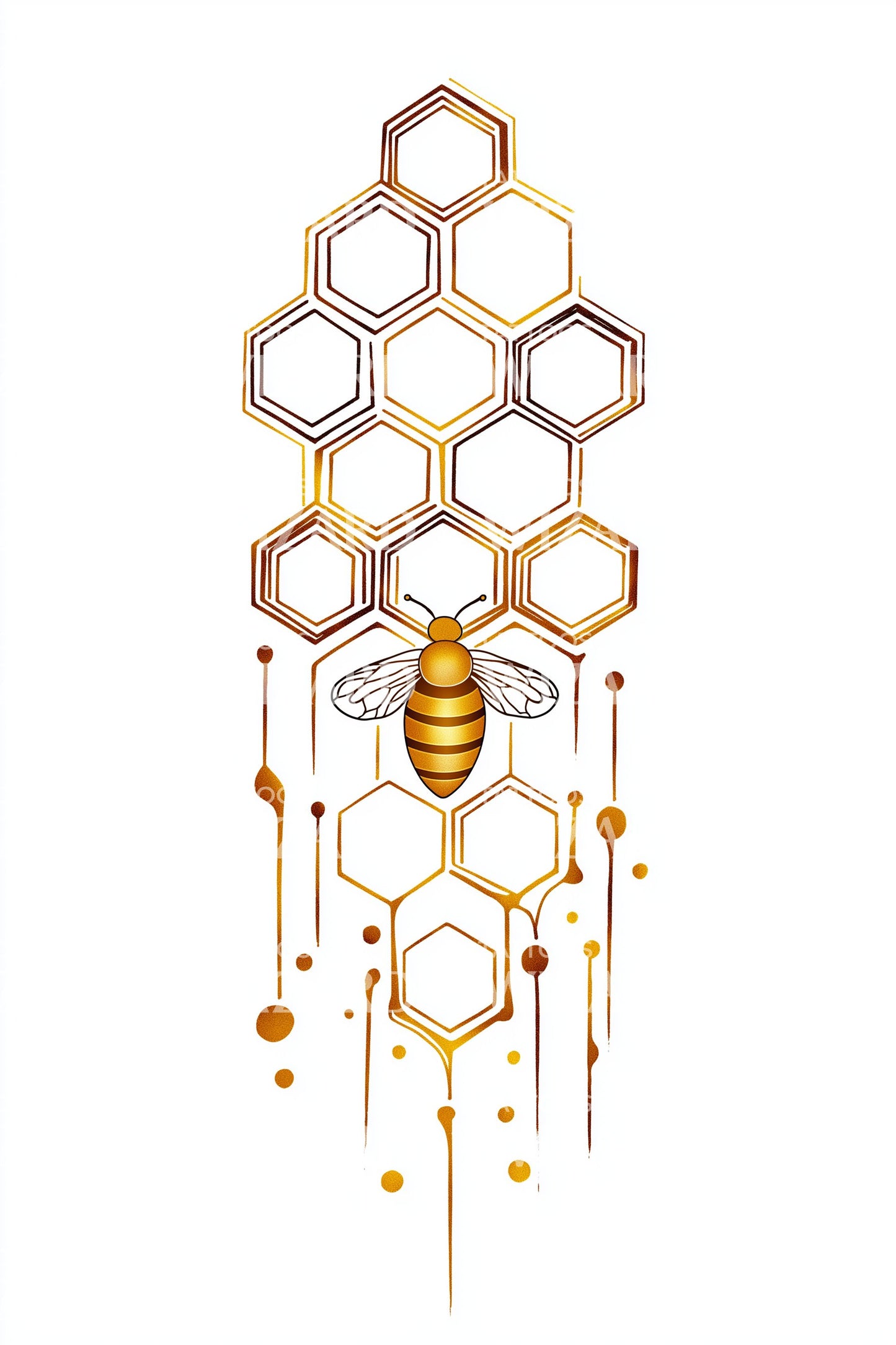 Golden Honeycomb Bee Tattoo Idea