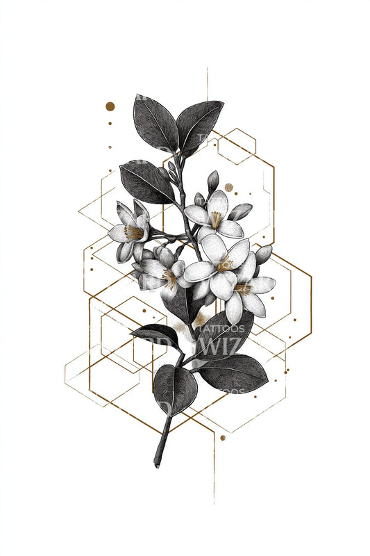 Golden Honeycomb Magnolia Tattoo Idea