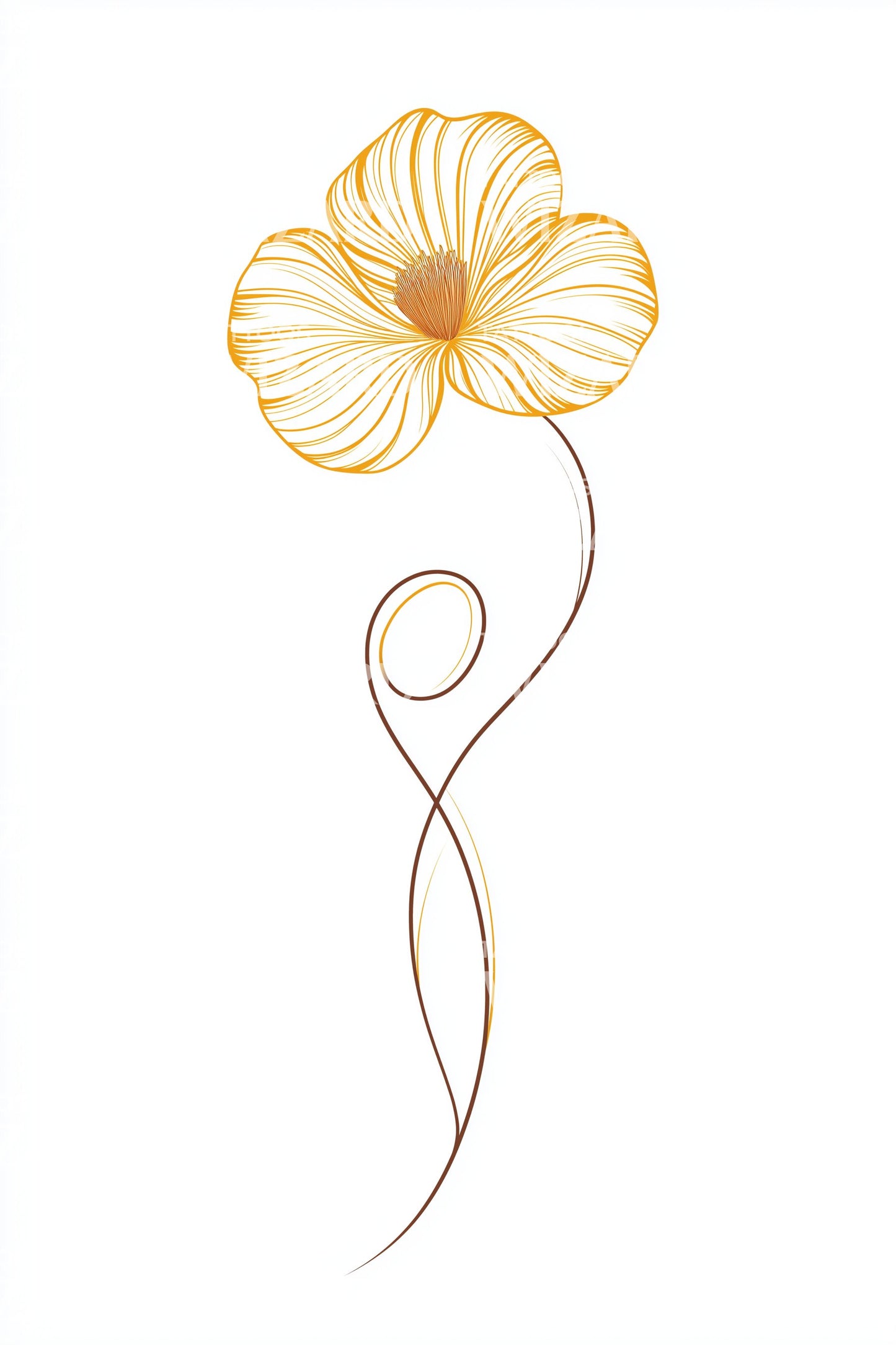 Golden Line Poppy Tattoo Design