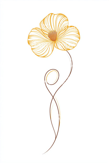 Diseño de tatuaje de amapola línea dorada