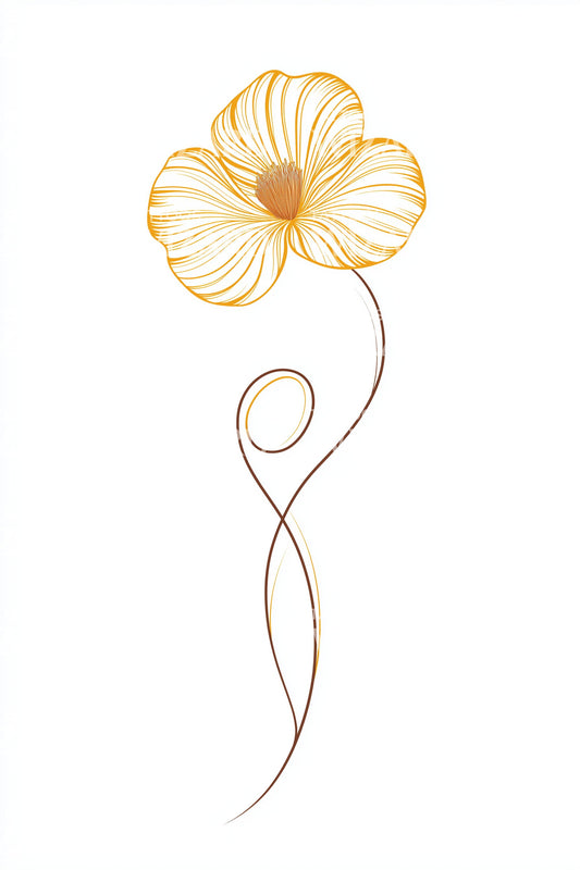 Golden Line Poppy Tattoo Design