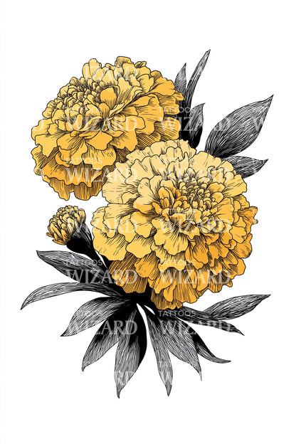 Goldenes Ringelblumen-Duo Tattoo-Design