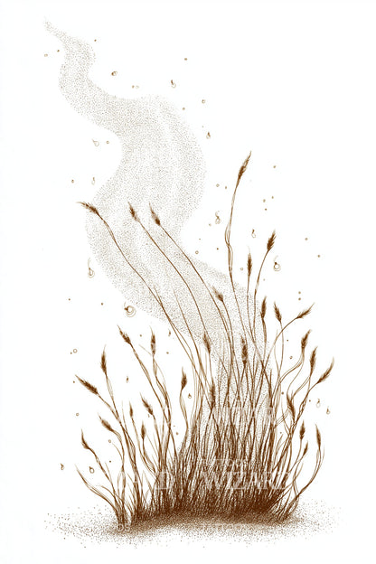 Golden Meadow Grass Tattoo Illustration