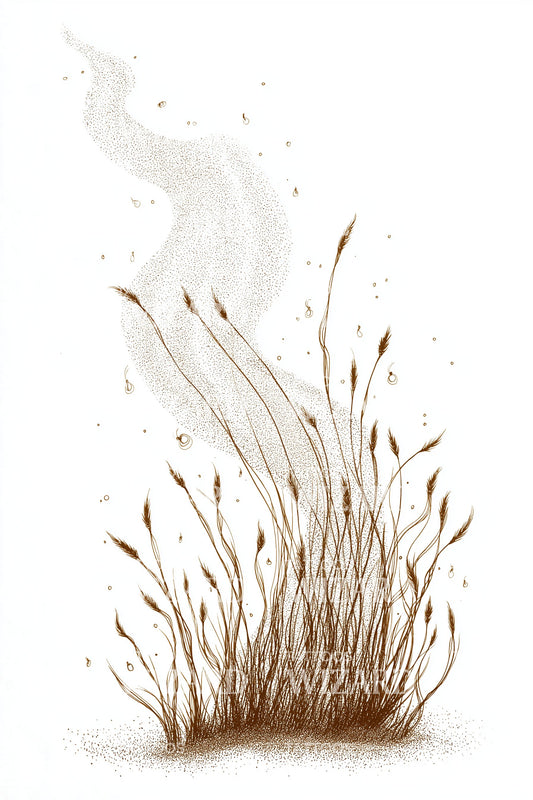 Golden Meadow Grass Tattoo Illustration