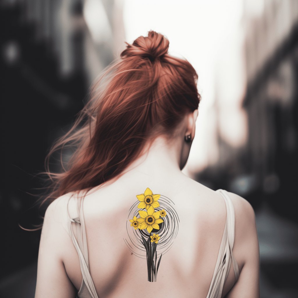 Golden Orbit Daffodil Tattoo Design